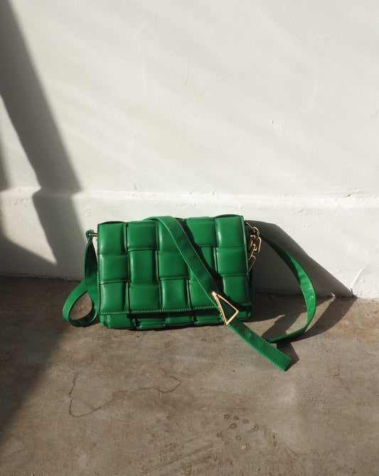 Woven Purse - Green/Gold