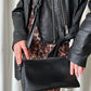 Faux Leather Crossbody Purse - Black