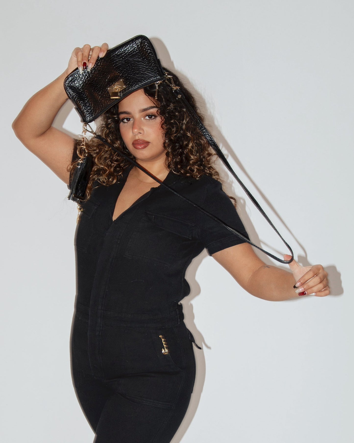 DKNY Leather Charm Purse - Black/Gold