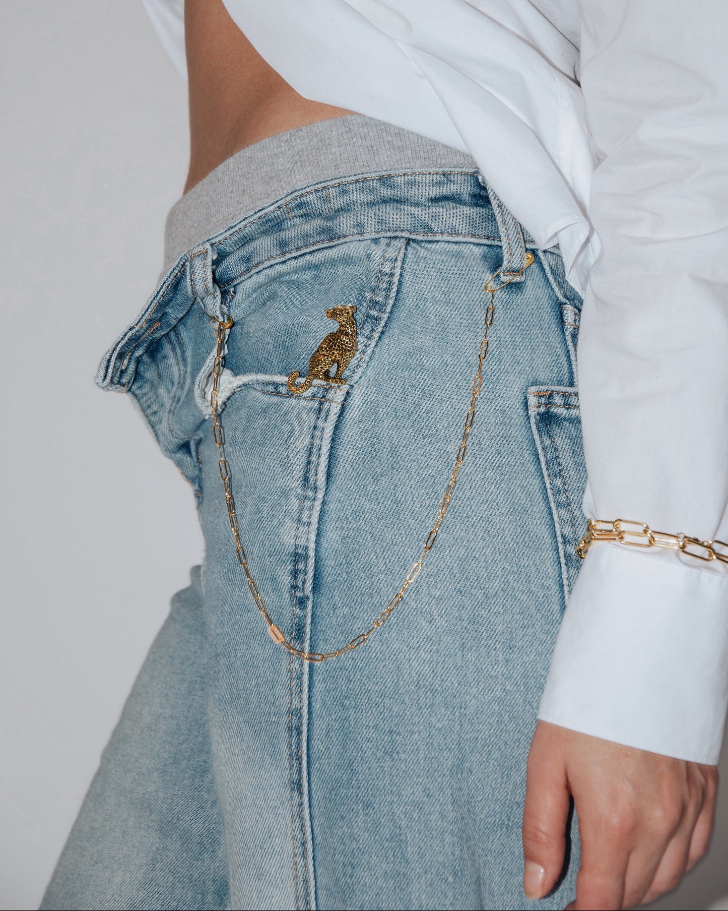 IH NOM UH NIT Leopard Barrel Jeans - Light Denim