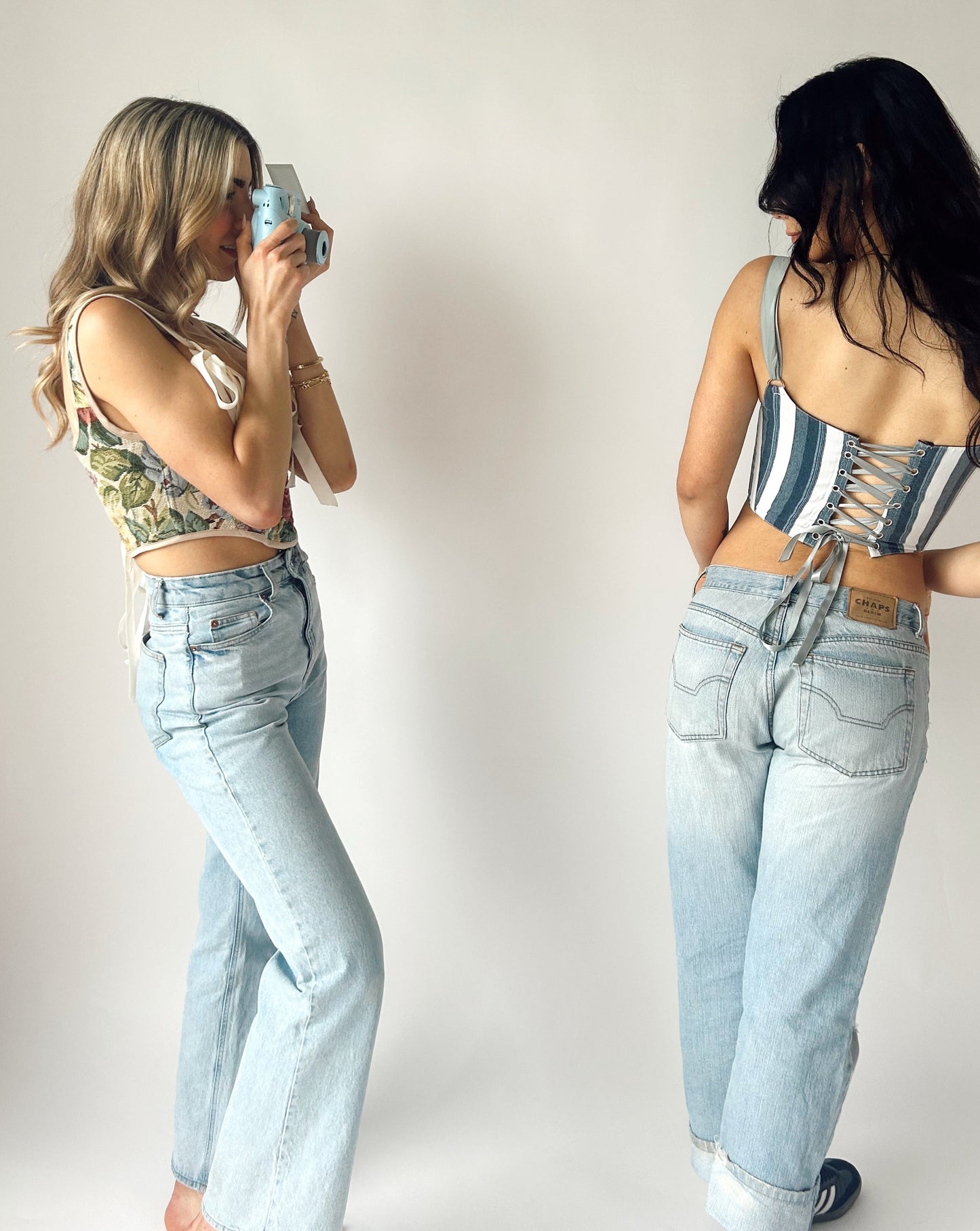 Denim Floral Corset
