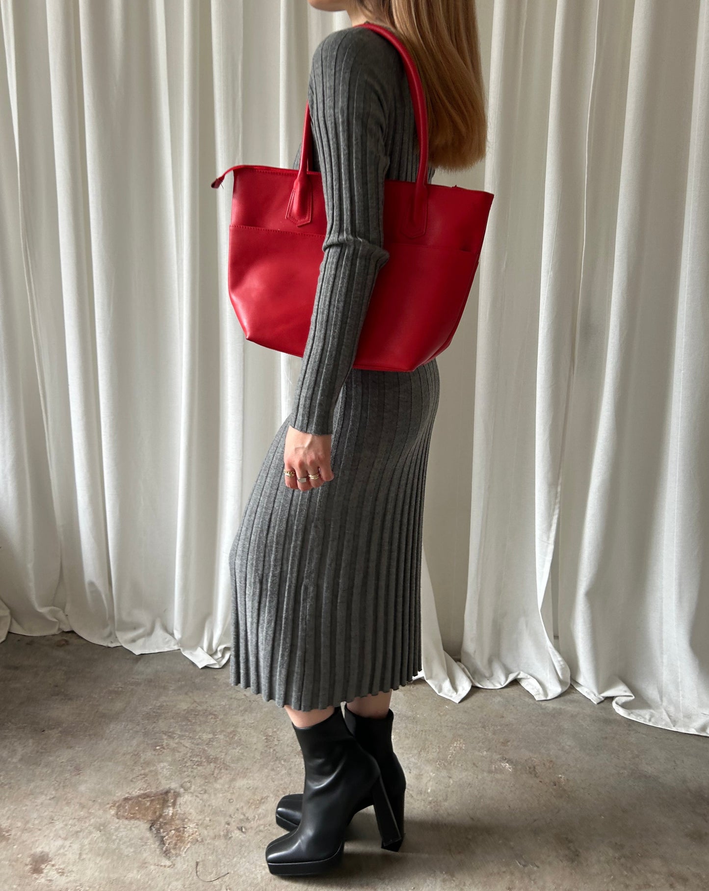 Oversized Tote Bag - Red