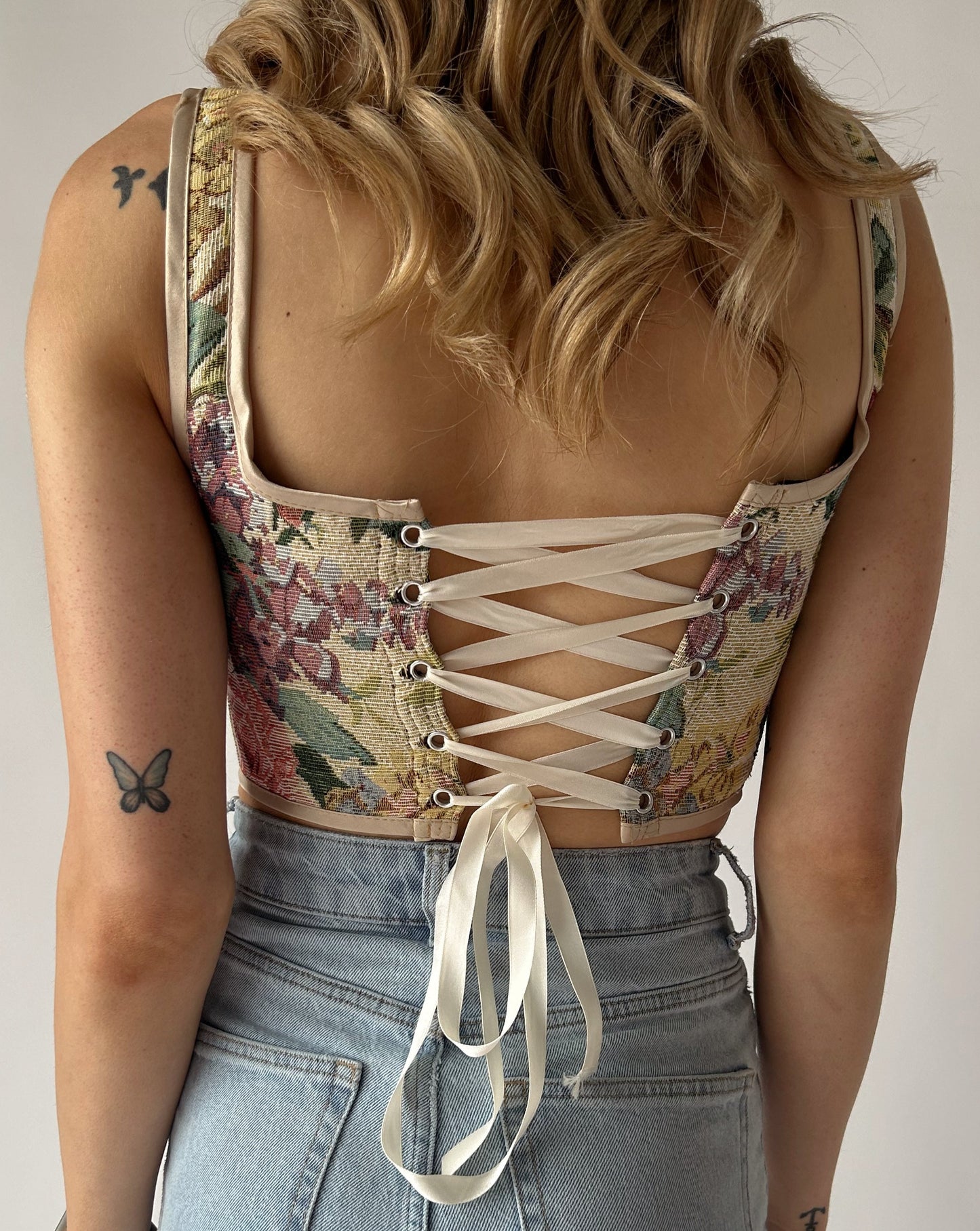 Denim Floral Corset