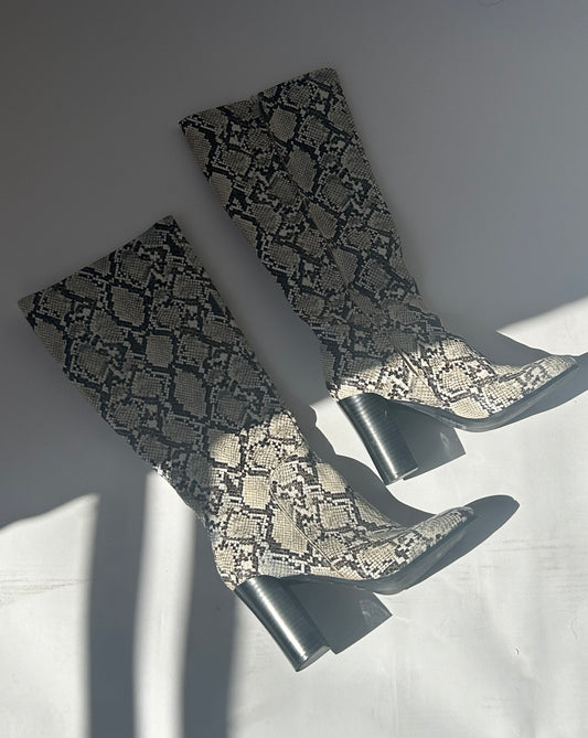 Kenneth Cole Knee High Boots - Snake Print