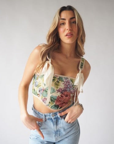 Denim Floral Corset
