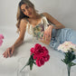 Denim Floral Corset