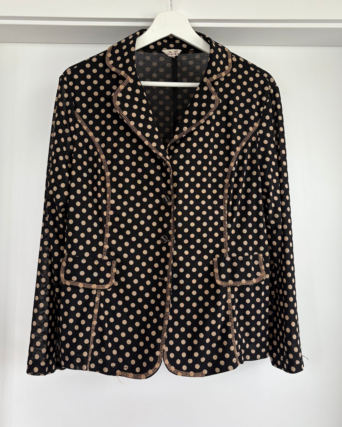 Polka Dot Button Down - Brown/Black