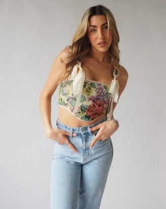 Denim Floral Corset