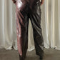 Faux Leather Croc Print Pants - Brown