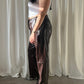 Faux Leather Croc Print Pants - Brown