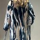 Multi-Coloured Faux Fur Coat - Cream/Blue/Pink