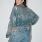 Zara All Eyes On You Denim Jacket - Medium Wash/ Gold