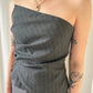 Zara Pin-Stripe Asymetrical Top - Grey