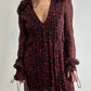 The Kooples Flowy Rose Dress -Black/Red/Green