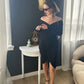 Rouched Long Sleeve Dress - Black