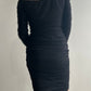 Rouched Long Sleeve Dress - Black