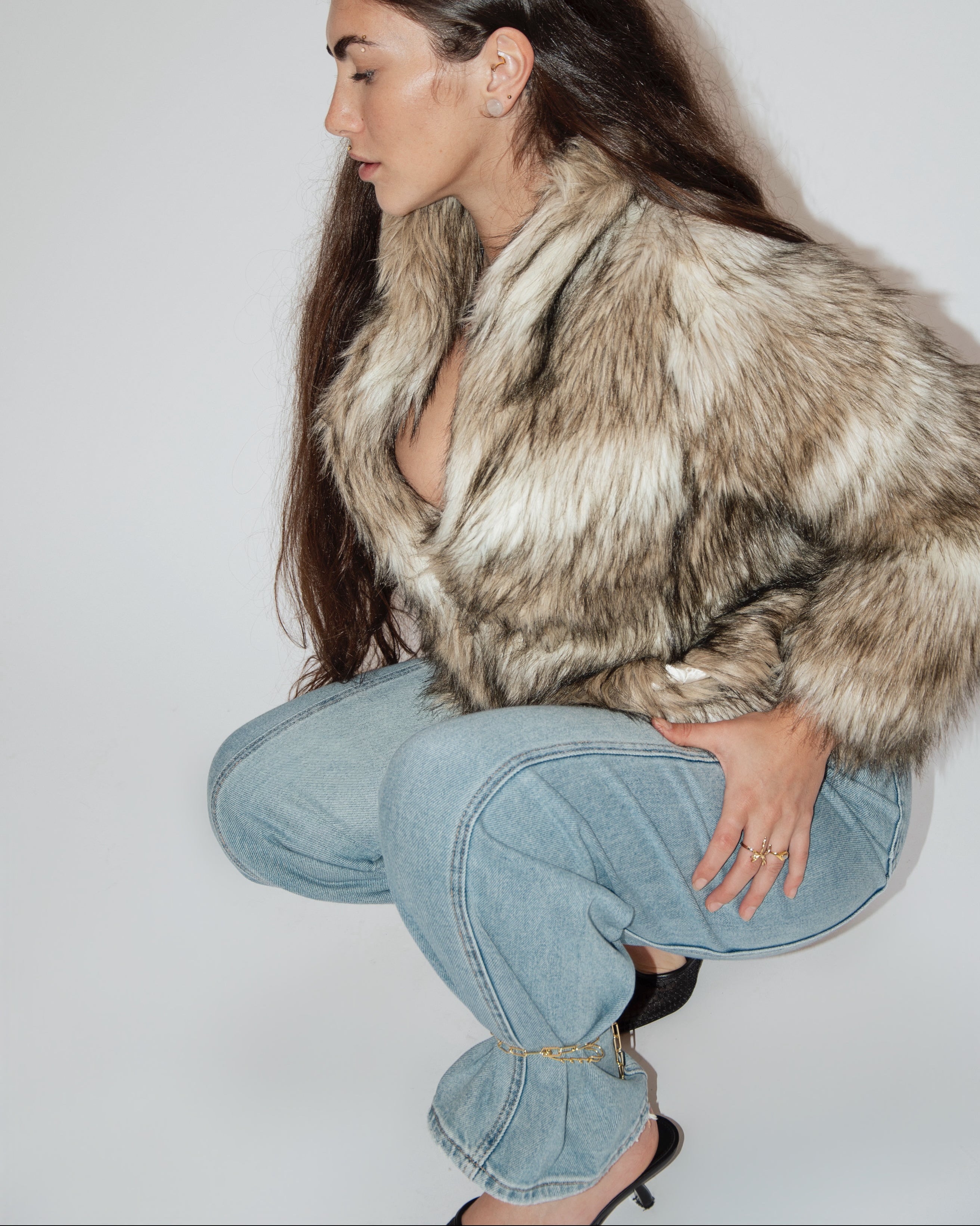 Faux Fur Coat - Brown/Cream – New Love The Shop