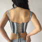 Denim Corset - Blue/White