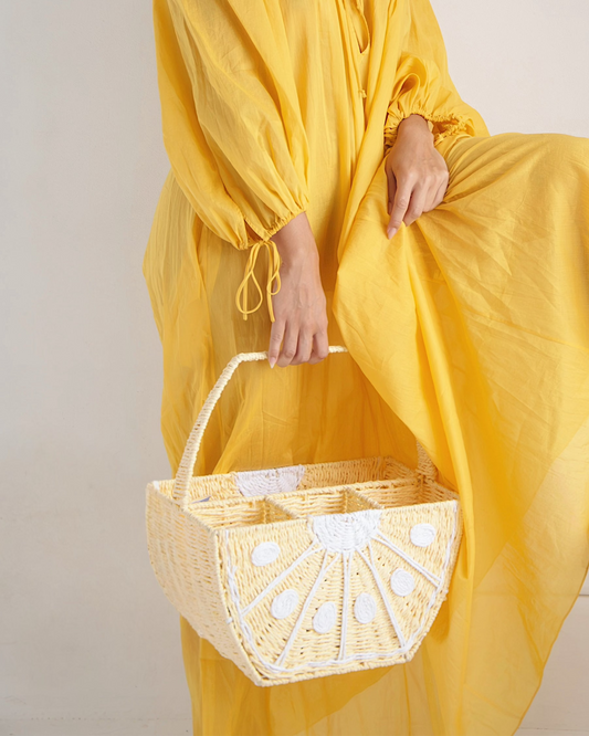 Lemon Picnic Basket - Yellow