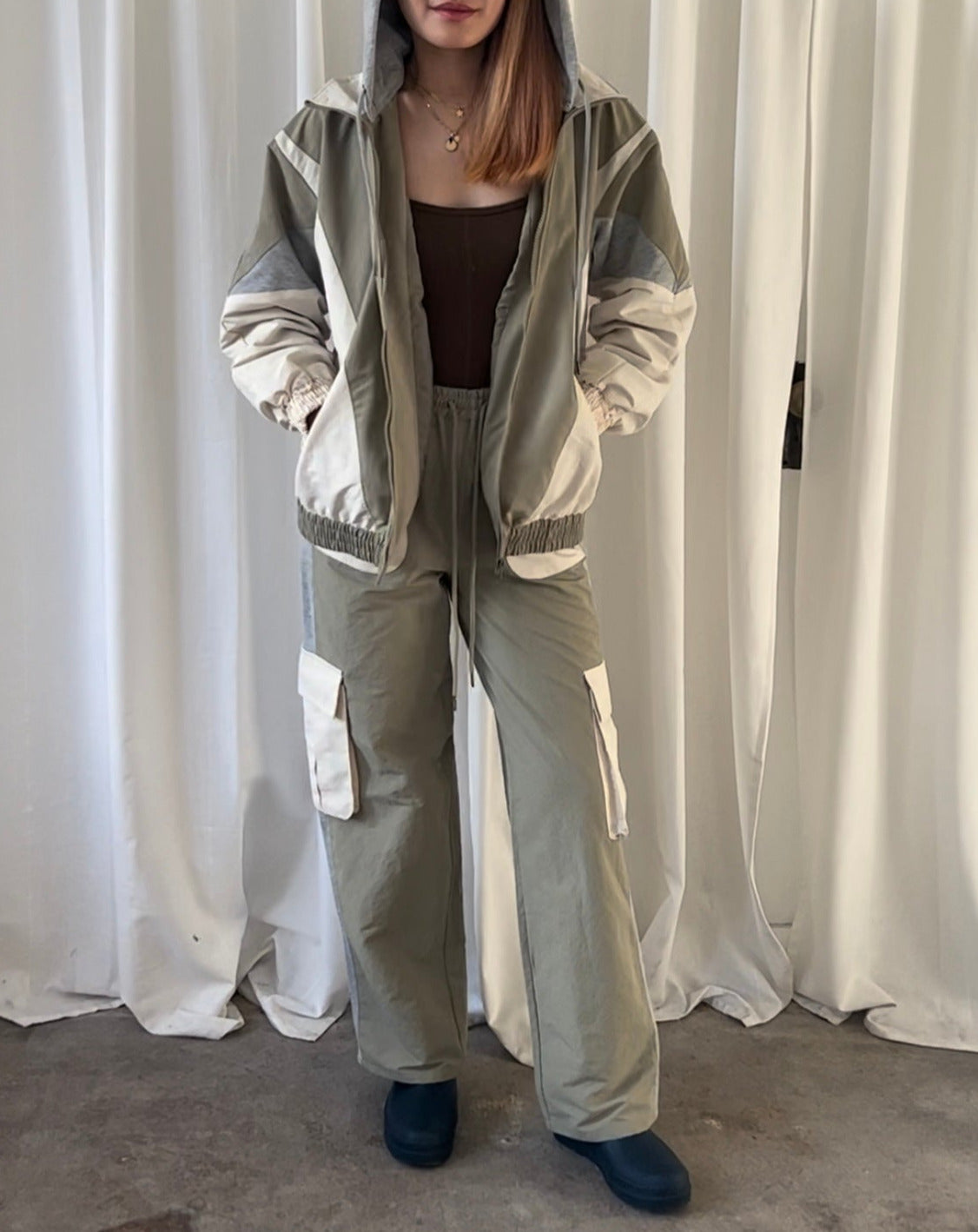 Sport Jacket + Cargo Pants Set - Green/Grey