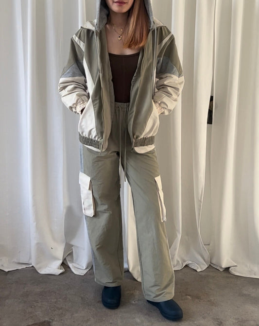 Sport Jacket + Cargo Pants Set - Green/Grey