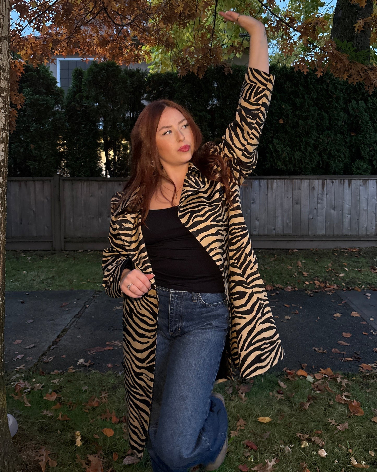 Zebra Print Coat - Brown/Black