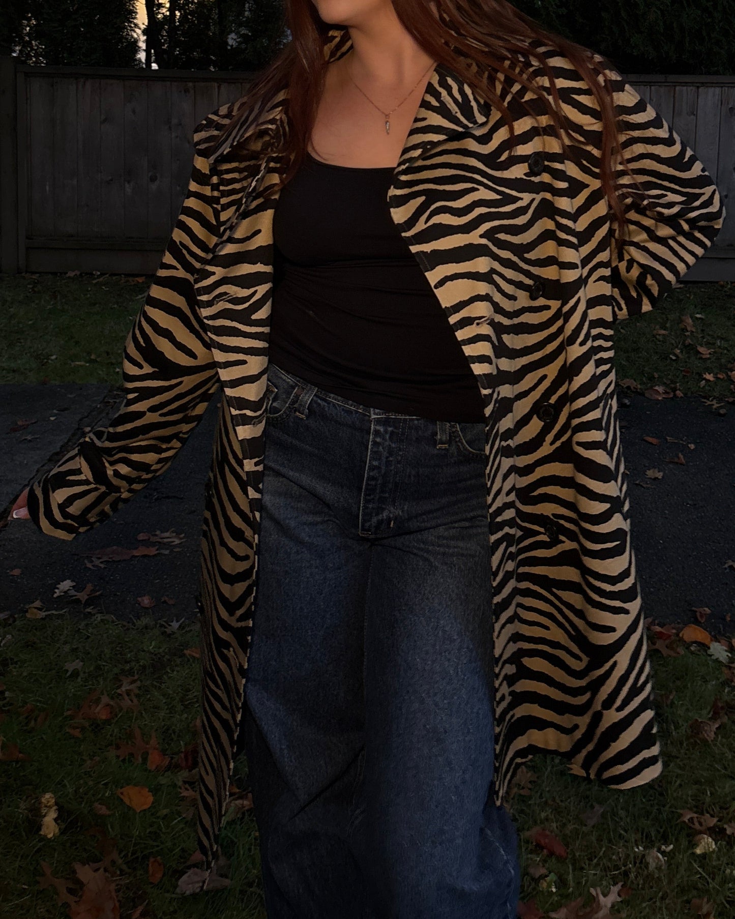 Zebra Print Coat - Brown/Black