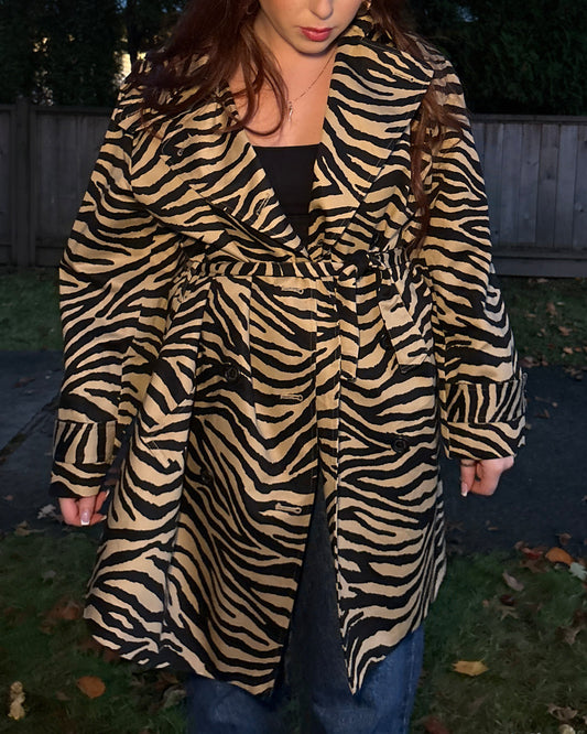 Zebra Print Coat - Brown/Black