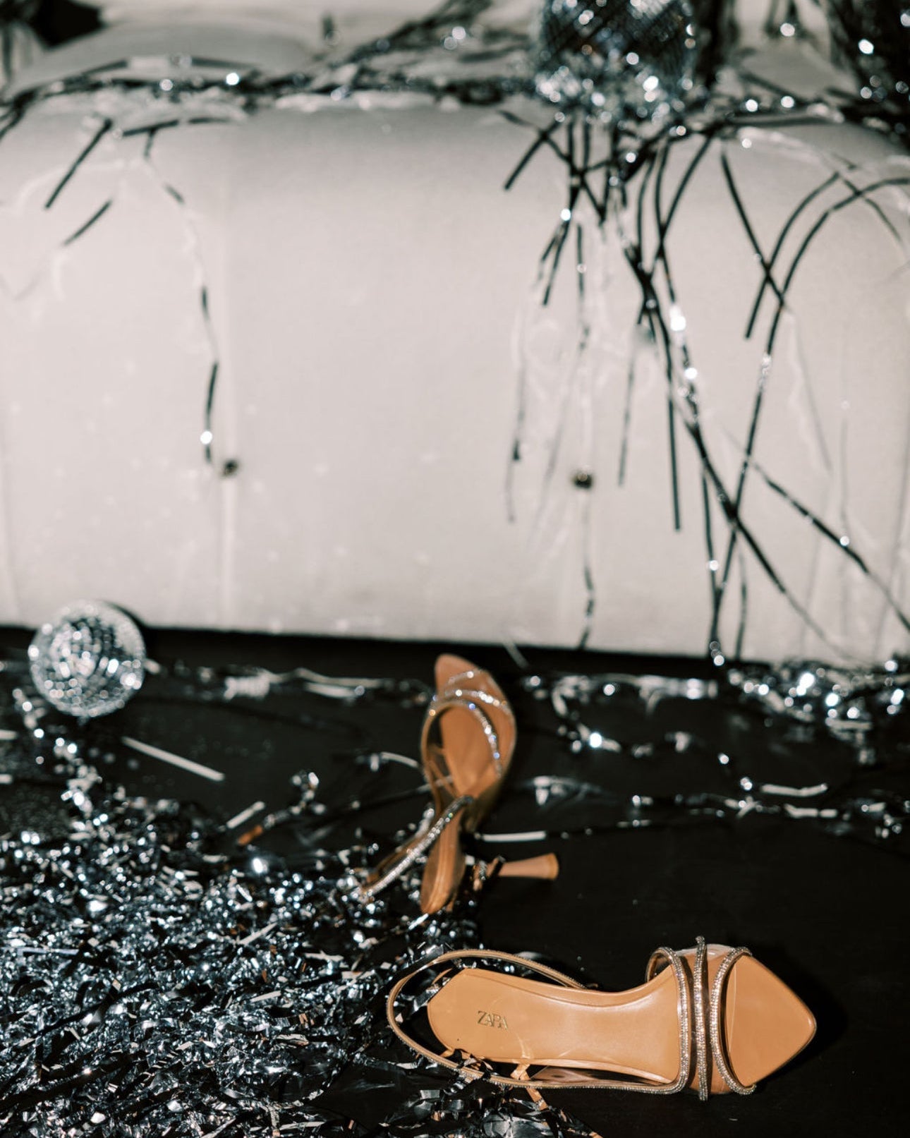 Clear Sparkle Heels - Nude/Clear