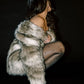 Faux Fur Coat - Brown/Cream