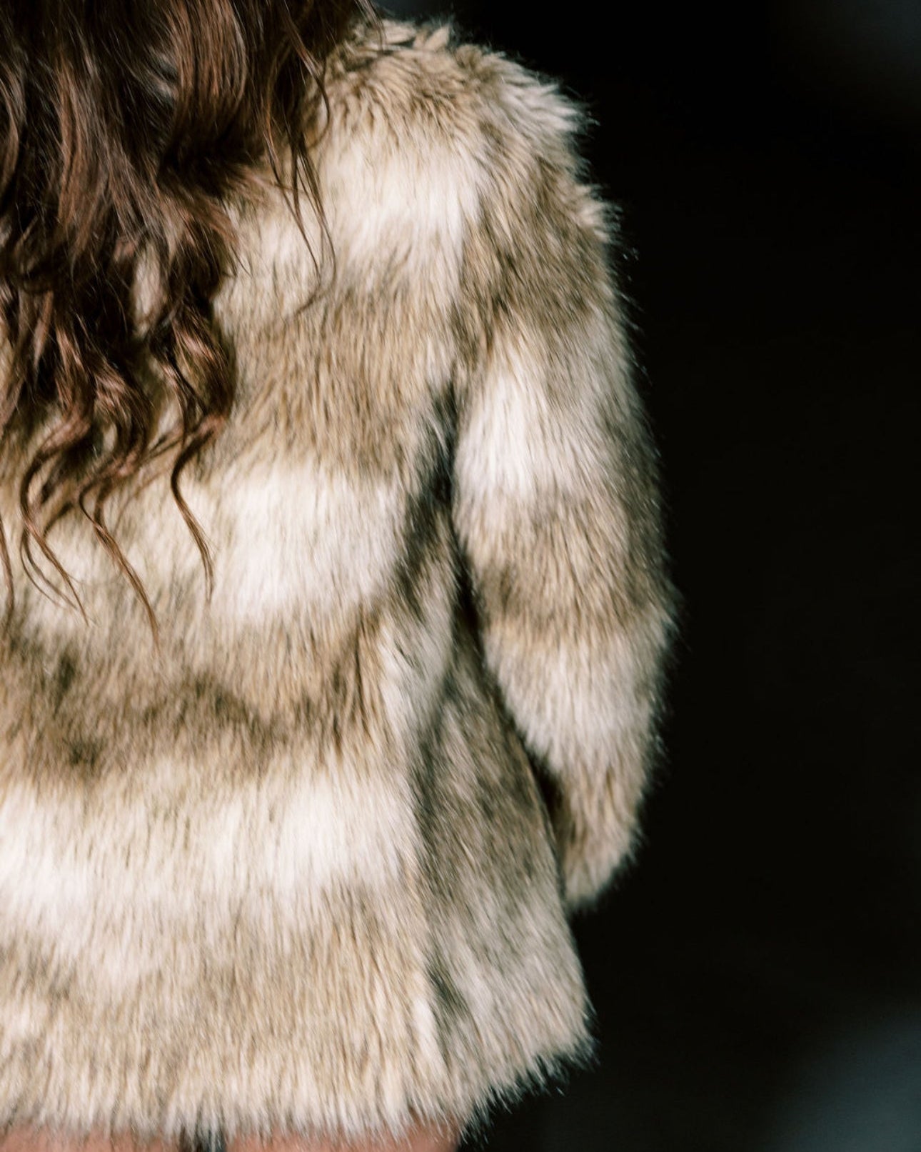 Faux Fur Coat - Brown/Cream