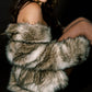 Faux Fur Coat - Brown/Cream