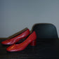 Halmanera Leather Block Heels - Red