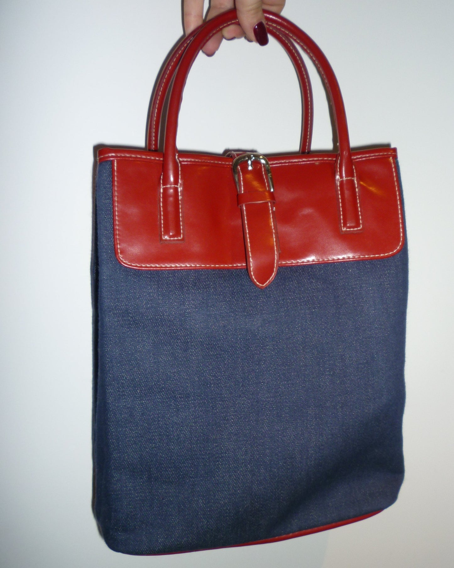 Denim Lunch Bag - Red