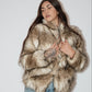 Faux Fur Coat - Brown/Cream
