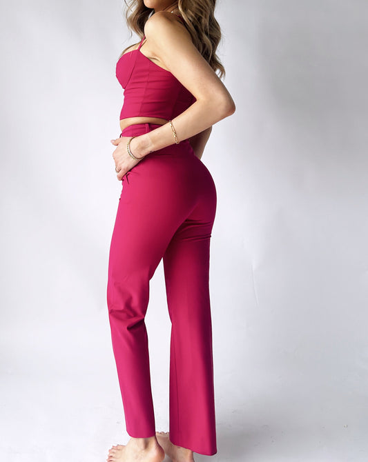 Babaton Crop Top + Pant Set - Pink