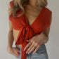 Superdown Knit Crop Top - Orange