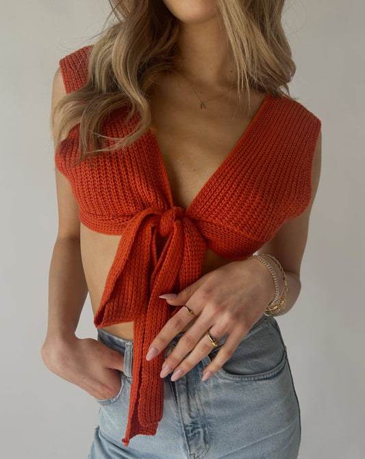 Superdown Knit Crop Top - Orange