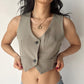 Sans Souci Cropped Button-Up Vest - Green