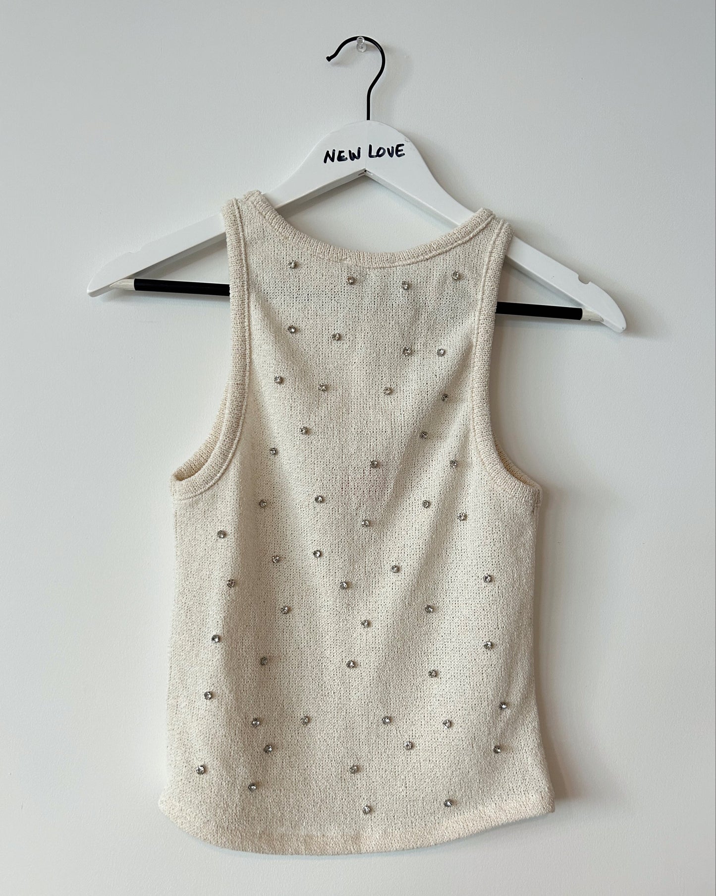 Zara Rhinestone Tank - White