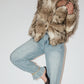 Faux Fur Coat - Brown/Cream