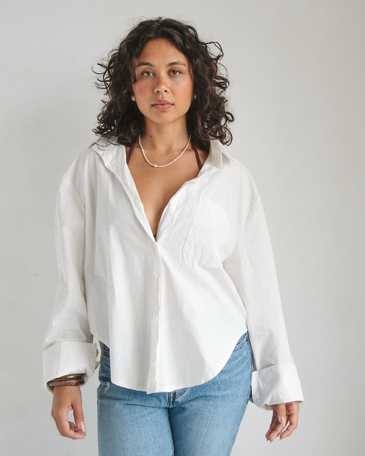 Long Sleeve Button Down - White