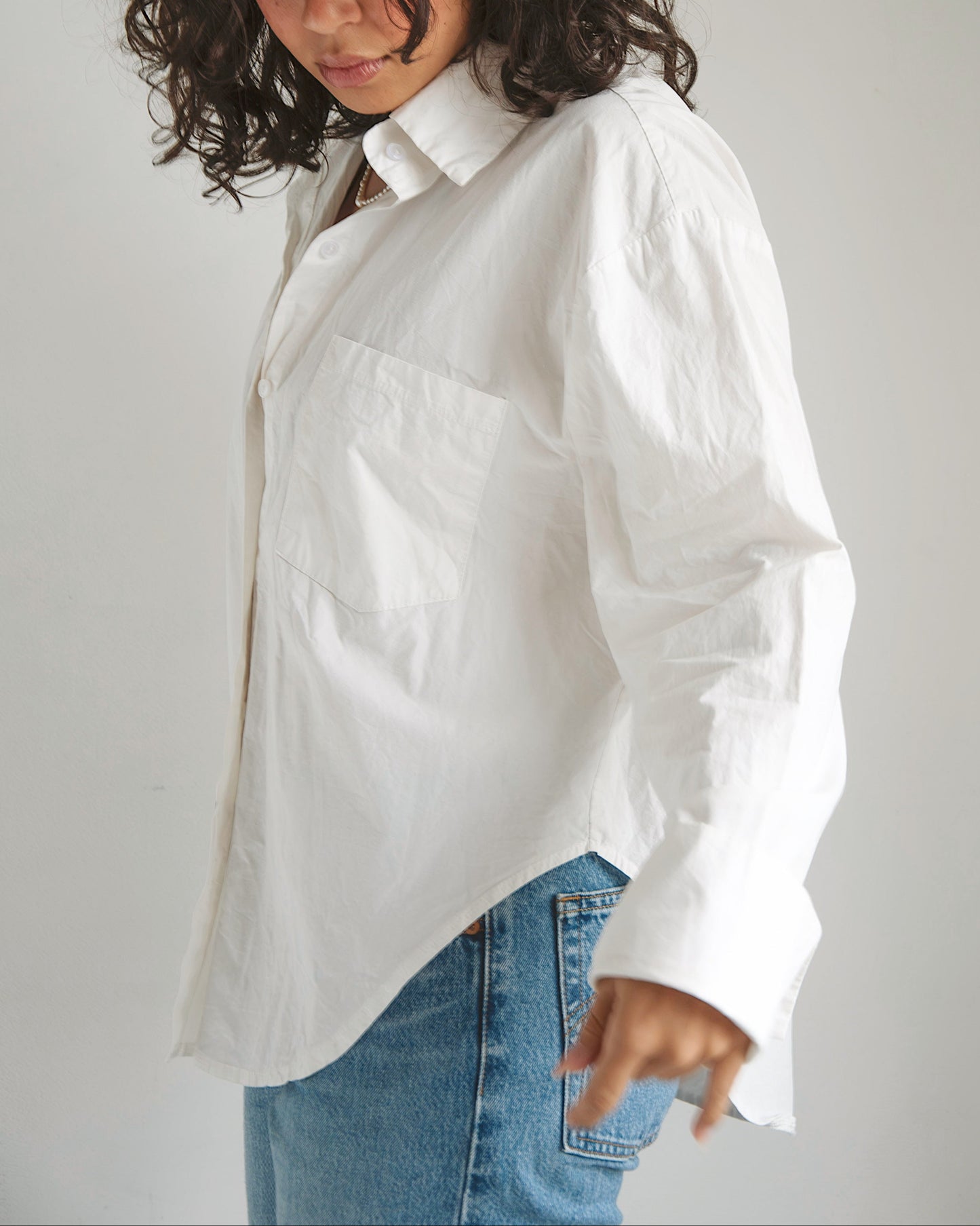 Long Sleeve Button Down - White
