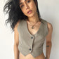 Sans Souci Cropped Button-Up Vest - Green