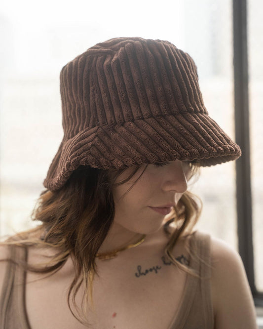 Chocolate Brown Currdory Bucket Hat