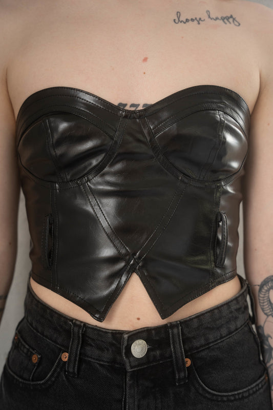 Leather Asymmetrical Top