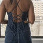 Wide Leg Denim Jumpsuit