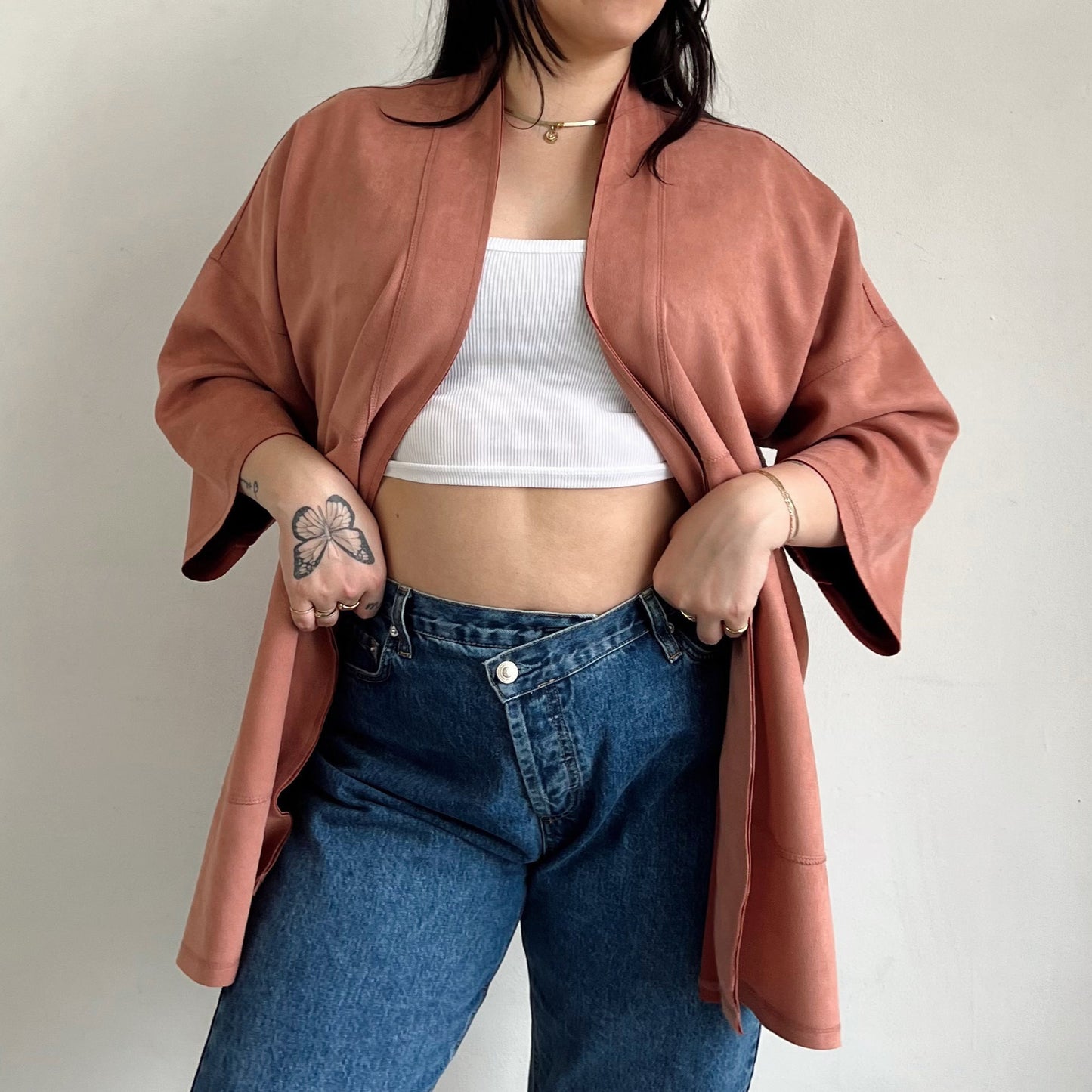 Faux Suede Cardigan