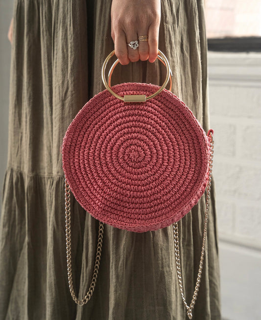 Woven Pink Circle Bag