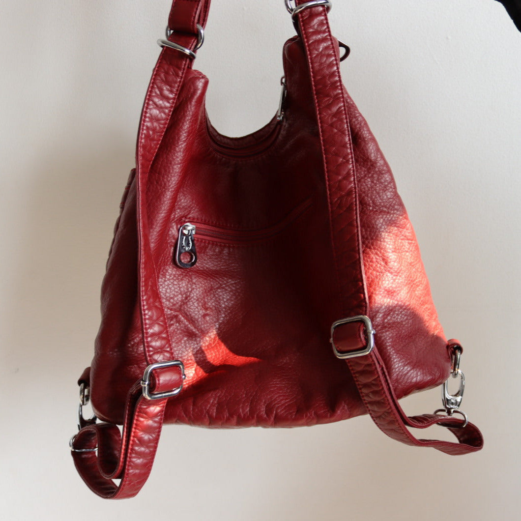 Red Leather Backpack